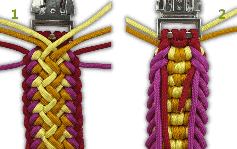 Abschluss Paracord-Knoten Crazy Collar Schritt 1 und 2