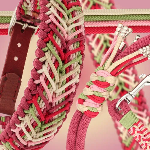 Der Knoten Summer Vibes mit Paracord Typ 3 und Typ 1 und mit rotem Nubukleder