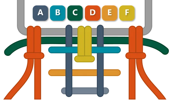 Chevron-Muster für 6 Farben und 12 Stränge grafisch dargestellt
